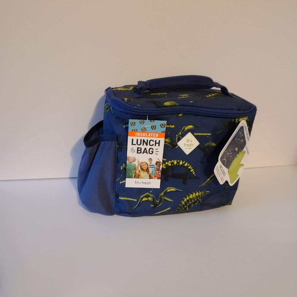 FIT + FRESH INSULATED LUNCH BAG DINOSAUR DESIGN- CONTAINER &ICE PACK-NWT(UNISEX)
